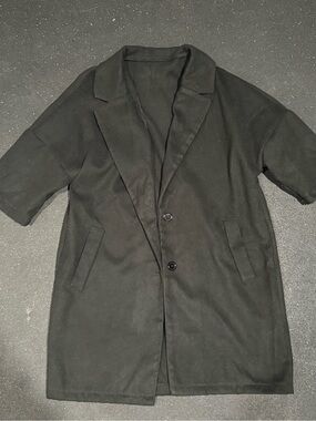 SHEIN Black Single-Breasted Pea Coat